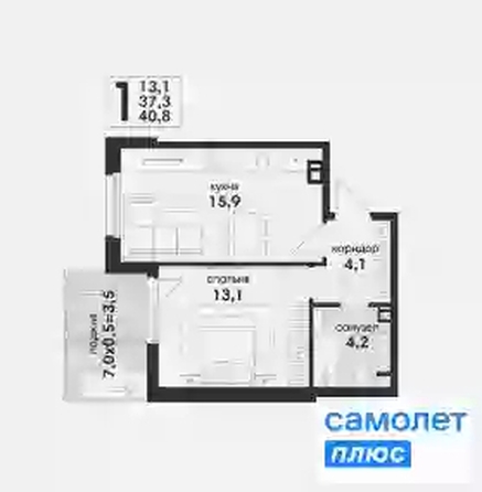 
  Продается 1-комн. квартира 40.8 м², в ЖК Новая Елизаветка, литер 17. Фото 9.