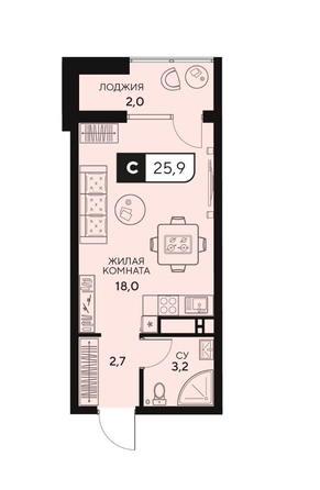 
  Продается студия, 26 м², Анапское ш, д. 18к2
. Фото 14.