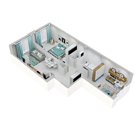 
  Продается 2-комн. квартира, 61.4 м², ЖК Зеленая территория, литера 1.1
. Фото 1.