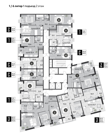 
  Продается 2-комн. квартира, 56.5 м², ЖК Парк Победы 2, литера 6
. Фото 1.