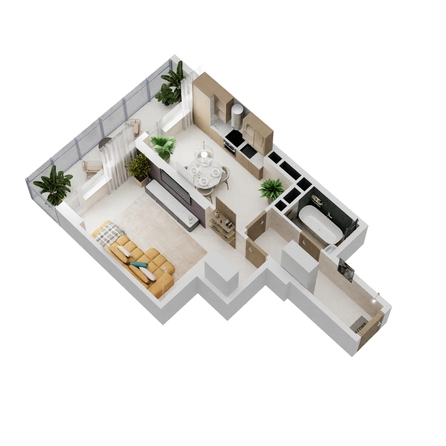 
  Продается 1-комн. квартира, 42.93 м², ЖК Золотой Берег, литер 6
. Фото 1.