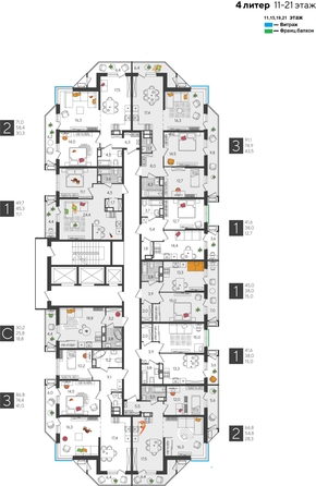 
  Продается 3-комн. квартира, 86.8 м², ЖК Рекорд 2, литера 4
. Фото 2.