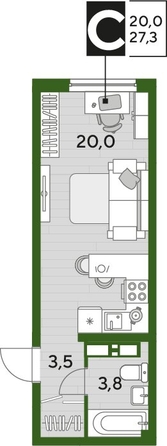 
  Продается студия, 27.3 м², ЖК DOGMA PARK (Догма парк), литера 18
. Фото 1.