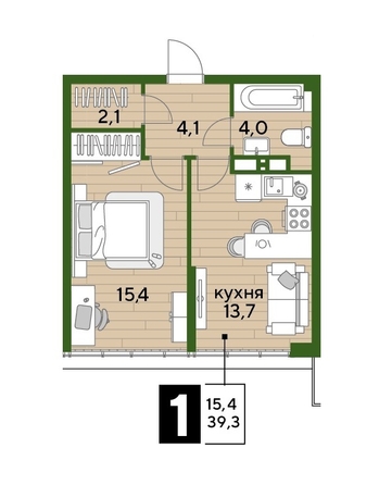 
  Продается 1-комн. квартира, 39 м², ЖК DOGMA PARK (Догма парк), литера 2
. Фото 1.
