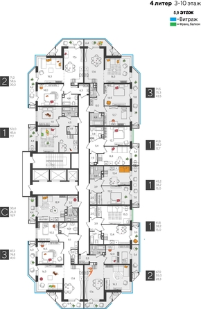 
  Продается 1-комн. квартира, 45.2 м², ЖК Рекорд 2, литера 4
. Фото 2.
