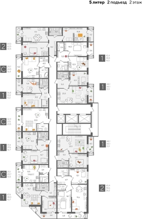 
  Продается 1-комн. квартира, 42.4 м², ЖК Рекорд 2, литера 5
. Фото 2.