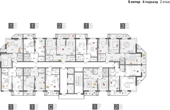 
  Продается 1-комн. квартира, 41.9 м², ЖК Рекорд 2, литера 5
. Фото 2.