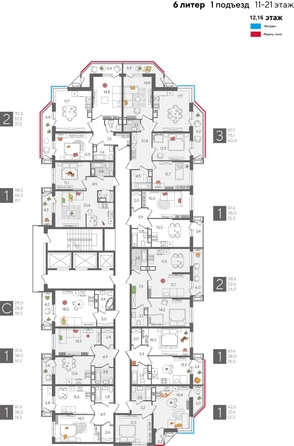 
  Продается 3-комн. квартира, 87.7 м², ЖК Рекорд 2, литера 6
. Фото 2.