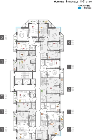 
  Продается 3-комн. квартира, 87.7 м², ЖК Рекорд 2, литера 6
. Фото 2.