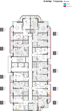 
  Продается 1-комн. квартира, 44.6 м², ЖК Рекорд 2, литера 6
. Фото 2.