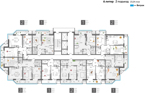 
  Продается 1-комн. квартира, 51.6 м², ЖК Рекорд 2, литера 6
. Фото 2.