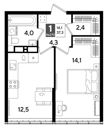 
  Продается 1-комн. квартира, 37.3 м², ЖК DOGMA PARK (Догма парк), литера 16
. Фото 1.