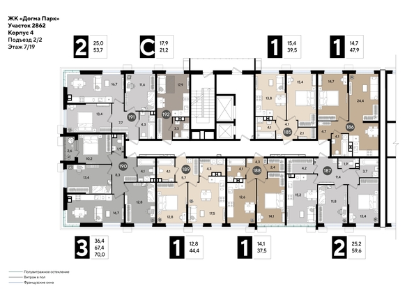 
  Продается 3-комн. квартира 68.9 м², в ЖК ДОГМА ПАРК, лит 20. Фото 2.