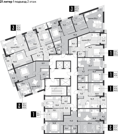 
  Продается 2-комн. квартира, 63.6 м², ЖК Парк Победы 2, литера 21
. Фото 2.