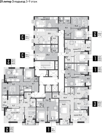 
  Продается 2-комн. квартира, 66.2 м², ЖК Парк Победы 2, литера 21
. Фото 2.