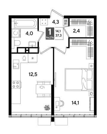 
  Продается 1-комн. квартира 36.7 м², в ЖК ДОГМА ПАРК, лит 20. Фото 2.