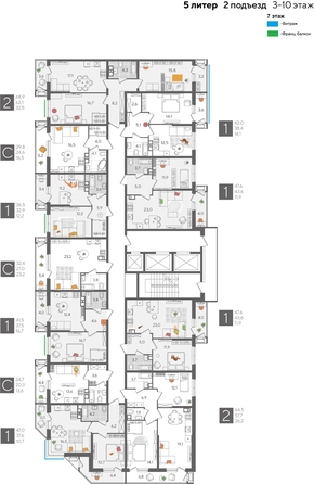 
  Продается 2-комн. квартира 68.9 м², в ЖК Рекорд 2, литера 5. Фото 2.