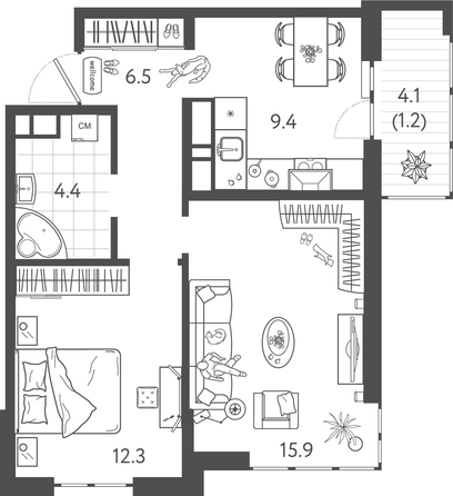 
  Продается 2-комн. квартира 49.29 м², в ЖК Все Свои ВИП, литер 8. Фото 1.