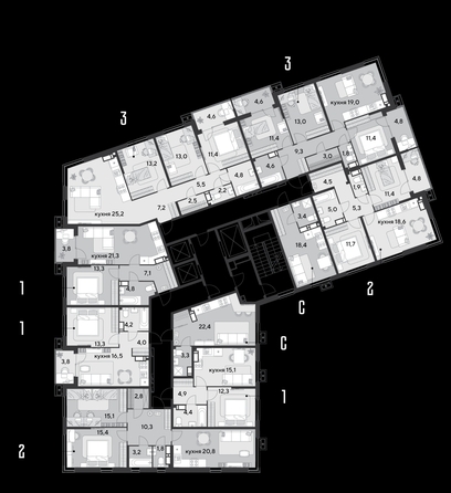 
  Продается 3-комн. квартира 89.6 м², в ЖК Парк Победы 2, литера 19. Фото 2.