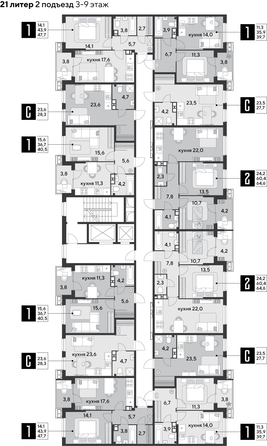 
  Продается 2-комн. квартира 64.6 м², в ЖК Парк Победы 2, литера 21. Фото 2.
