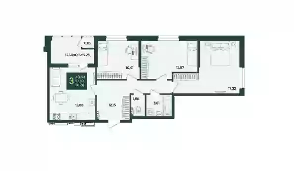 
  Продается 3-комн. квартира 78.2 м², в ЖК Образцово, дом 12. Фото 1.