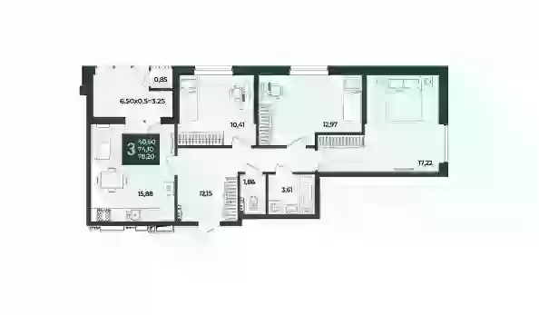 
  Продается 3-комн. квартира 78.2 м², в ЖК Образцово, дом 12. Фото 1.