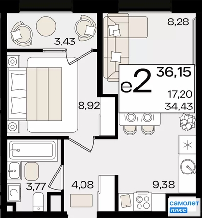 
  Продается 1-комн. квартира 36.15 м², в ЖК Патрики, литер 1.1. Фото 16.