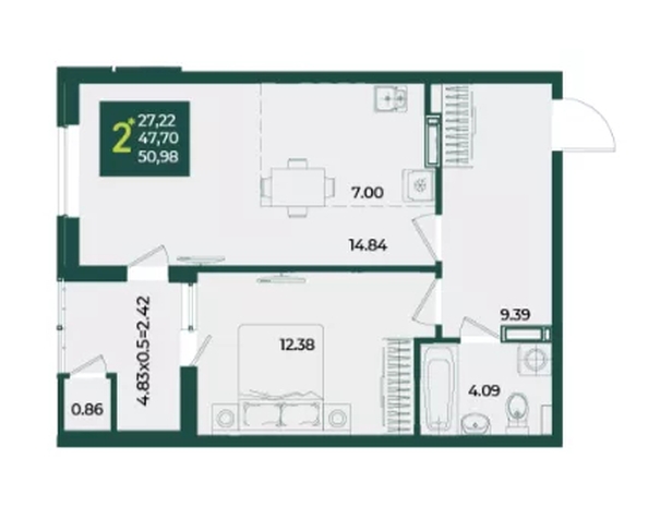
  Продается 1-комн. квартира 50 м², в МКР Образцово, дом 5. Фото 1.