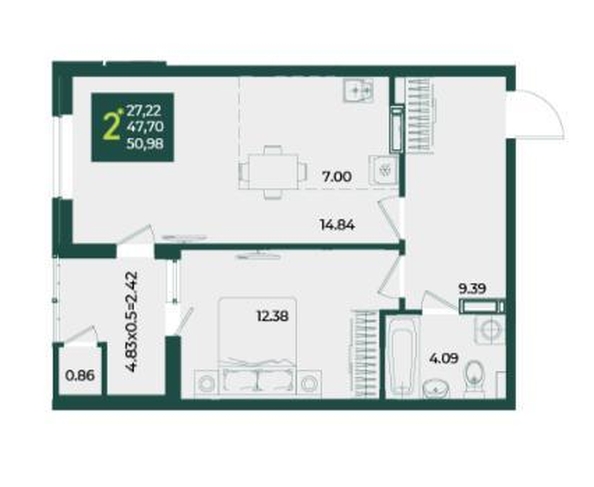 
  Продается 1-комн. квартира 38.55 м², в МКР Образцово, дом 5. Фото 7.