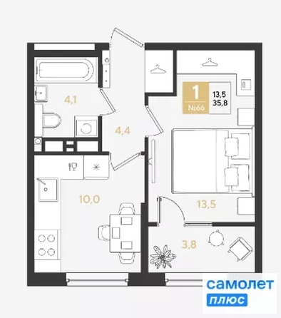 
  Продается 1-комн. квартира 35.8 м², в ЖК РИДЗ, литер 5. Фото 12.