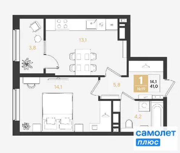 
  Продается 1-комн. квартира 41 м², в ЖК РИДЗ, литер 5. Фото 12.
