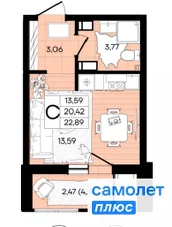 
  Продается студия 22.9 м², в ЖК Народные Кварталы, литер 1. Фото 21.