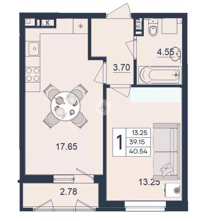 
  Продается 1-комн. квартира 40.54 м², в ЖК Дом 101. Фото 1.
