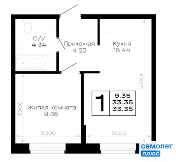 
  Продается 1-комн. квартира 33.35 м², в ЖК Усадьба Гостагаевская, 9.1 л 4. Фото 19.