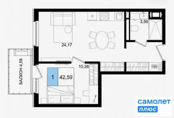 
  Продается апартамент 42 м², в ЖК Корсаков, корпус 3. Фото 18.