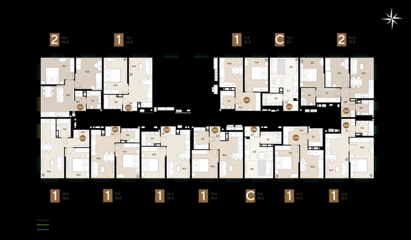 
  Продается 2-комн. квартира 46 м², в ЖК ГРЕЙД, литер 14. Фото 2.