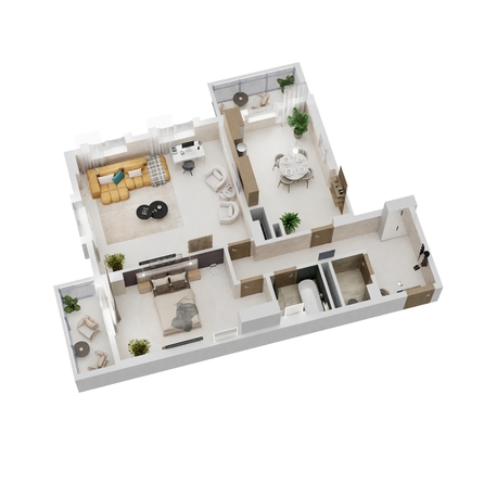 
  Продается 2-комн. квартира 90.92 м², в ЖК Золотой Берег, литер 3. Фото 1.