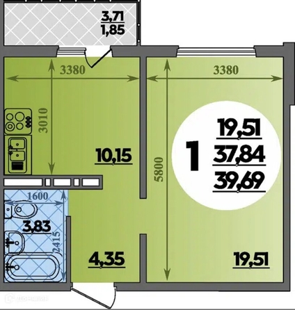 
  Продается 1-комн. квартира 39.6 м². Фото 16.