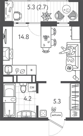 
  Продается студия 26.85 м², в ЖК Все Свои ВИП, литера 3. Фото 1.