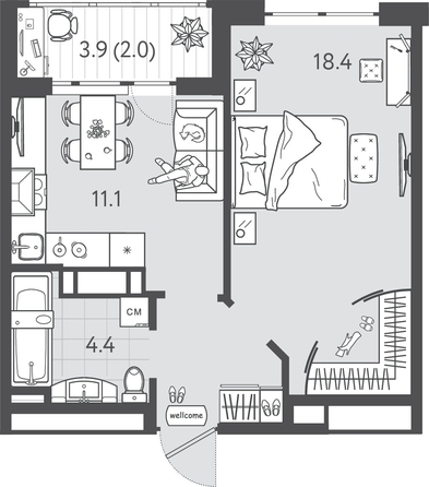 
  Продается 1-комн. квартира 38.7 м², в ЖК Все Свои ВИП, литера 3. Фото 1.
