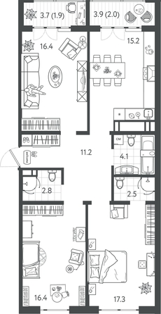 
  Продается 3-комн. квартира 89.05 м², в ЖК Все Свои ВИП, литер 4. Фото 1.