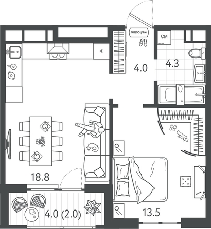 
  Продается 1-комн. квартира 41.75 м², в ЖК Все Свои ВИП, литер 4. Фото 1.