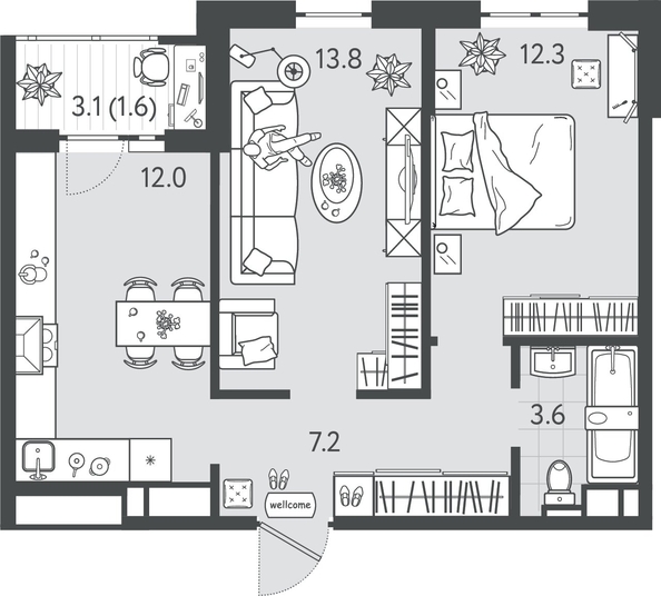 
  Продается 2-комн. квартира 50.2 м², в ЖК Все Свои ВИП, литер 4. Фото 1.