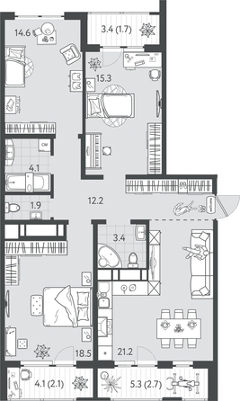 
  Продается 3-комн. квартира 97.15 м², в ЖК Все Свои ВИП, литер 7. Фото 1.