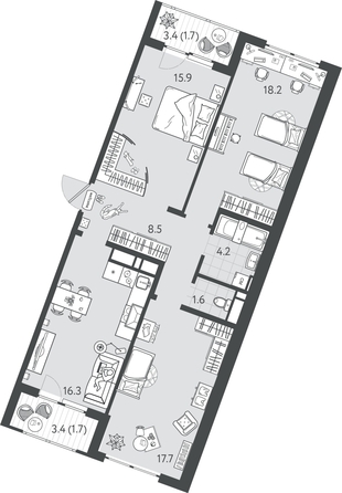 
  Продается 3-комн. квартира 85.7 м², в ЖК Все Свои ВИП, литер 7. Фото 1.