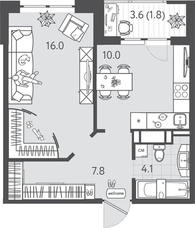 
  Продается 1-комн. квартира 38.95 м², в ЖК Все Свои ВИП, литера 6. Фото 1.