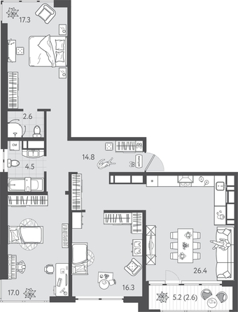 
  Продается 3-комн. квартира 101.35 м², в ЖК Все Свои ВИП, литера 6. Фото 1.
