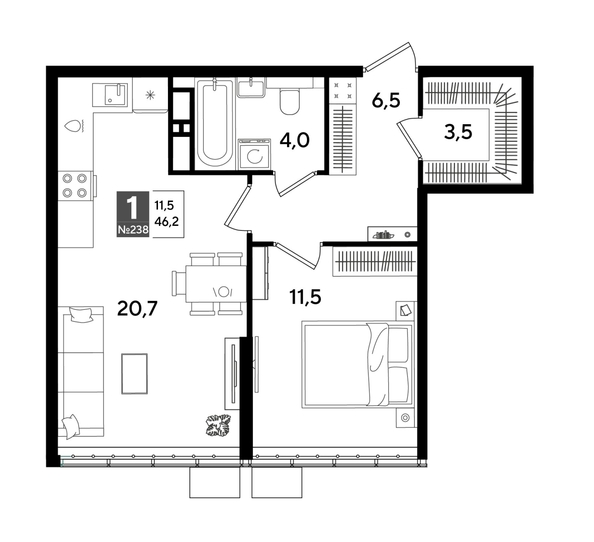 
  Продается 1-комн. квартира 44 м², в ЖК ДОГМА ПАРК, литера 18. Фото 1.