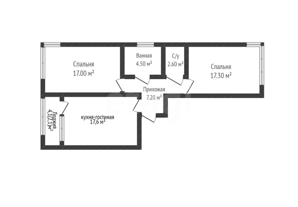 
  Продается 2-комн. квартира 66.4 м². Фото 1.