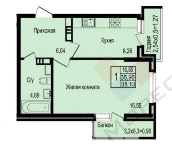 
   Продам 1-комнатную, 35.9 м², Западный Обход ул, 65к1

. Фото 2.